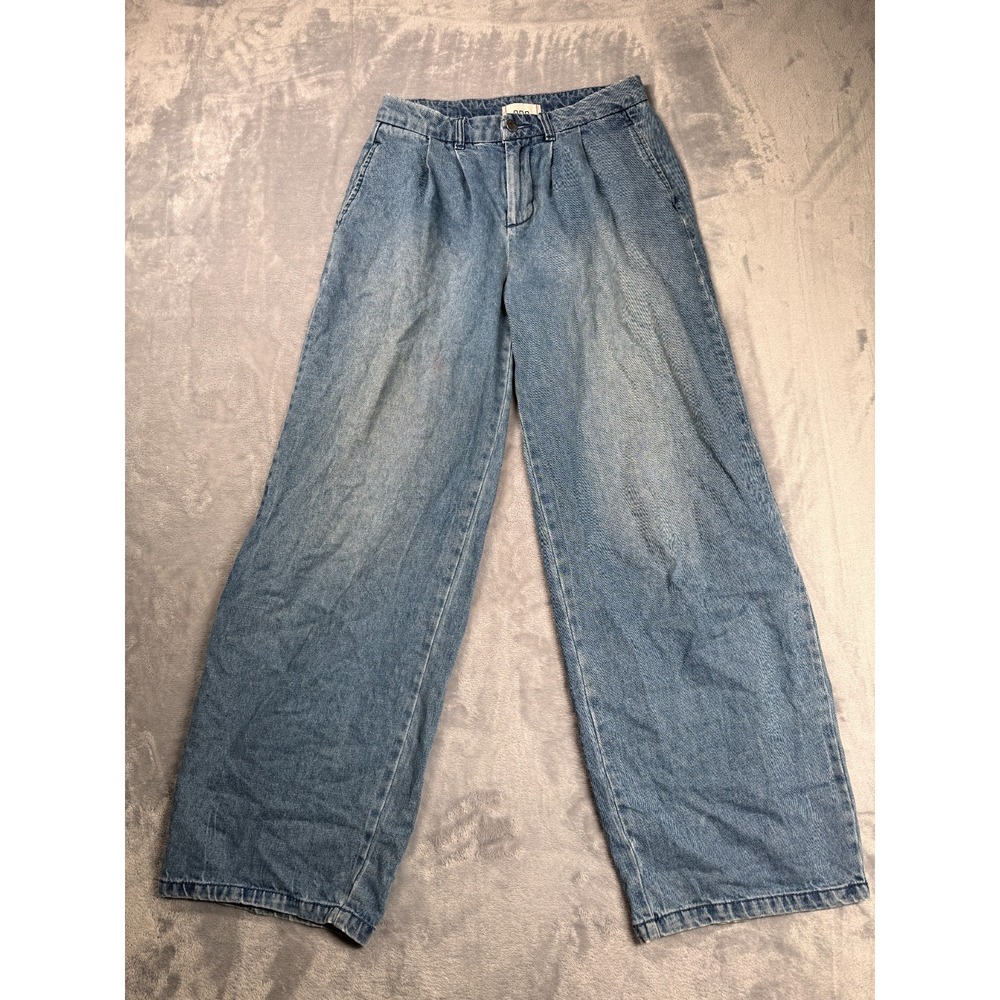 Bdg Urban Outfitters Baggy Jeans Womens 25 Blue Denim Cotton Pleated High Rise